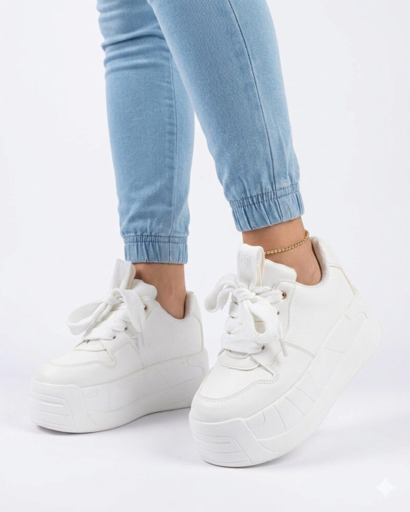 Tenis Blancos Suela Alta Madrid para Mujer | Un Clásico Moderno con Altura