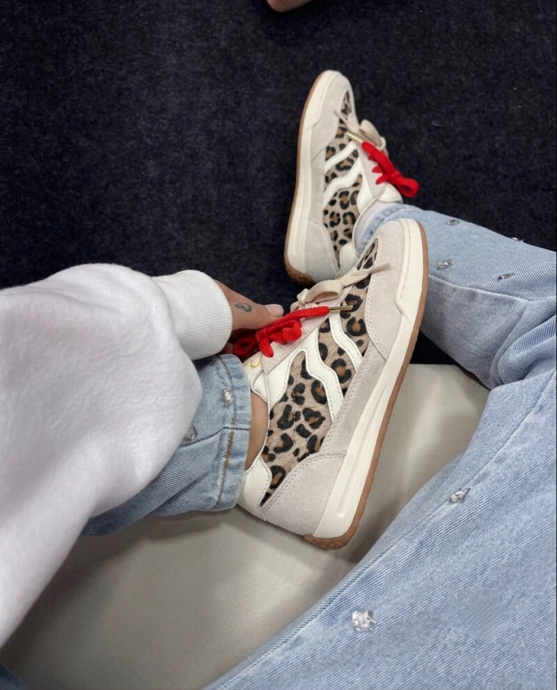 Tenis Beige con detalles en animal print Casual Urbanos para Mujer Ref Melrose