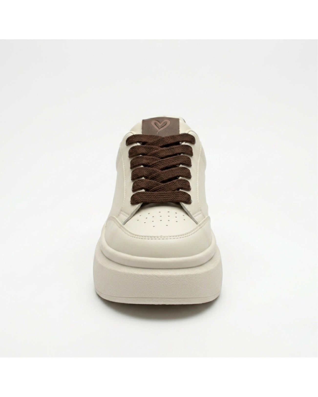 Tenis plataforma beige para mujer con detalles café Ref Martina - Imagen 4