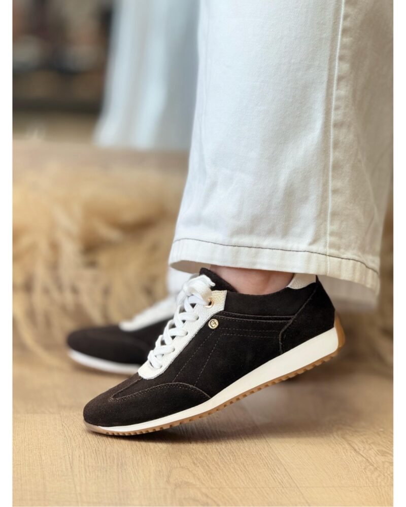 Tenis Casual Mujer Negro en Cuero Gamuza | Estilo Retro Urbano ref Grace