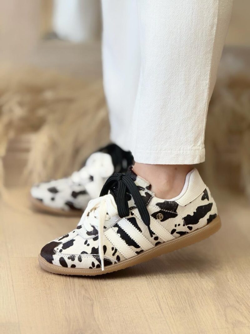 Tenis Mujer Cuero Cow Print Premium Estilo Ultralivianos
